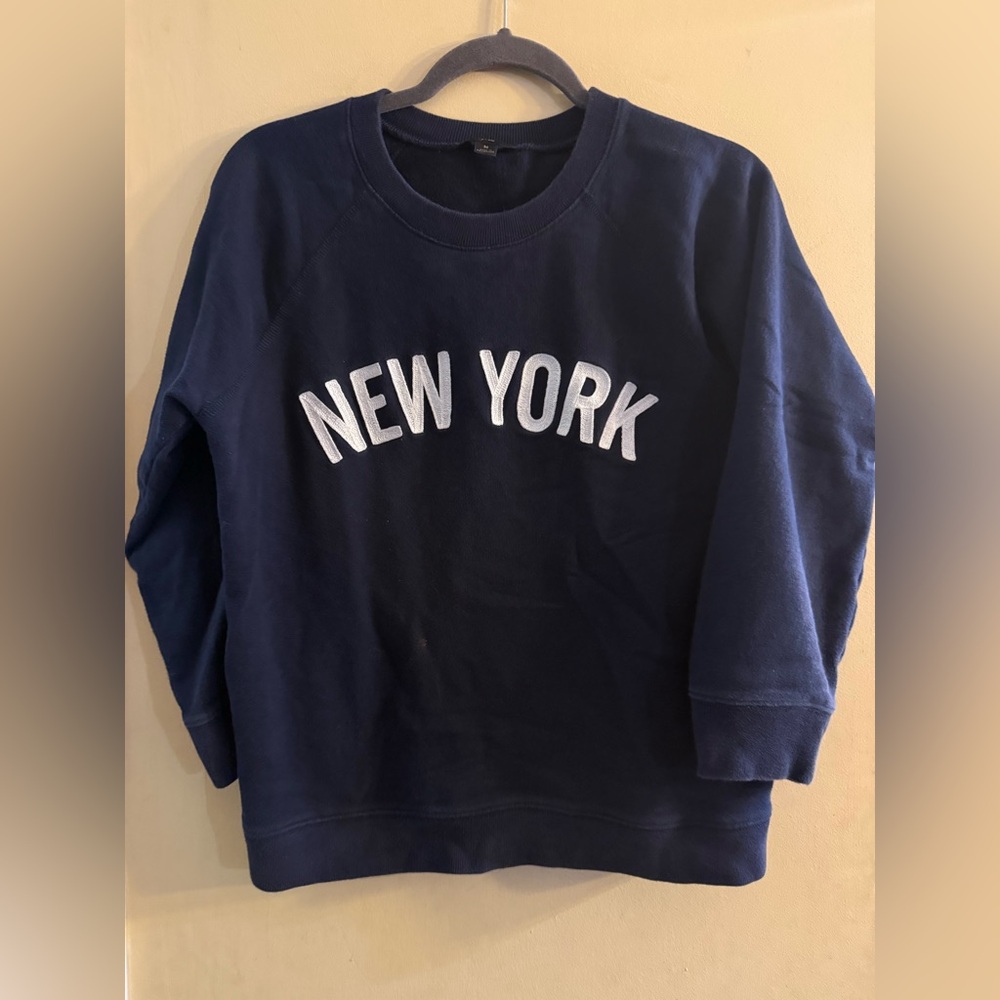 J.Crew "New York" graphic crewneck sweatshirt in navy blue, Medium